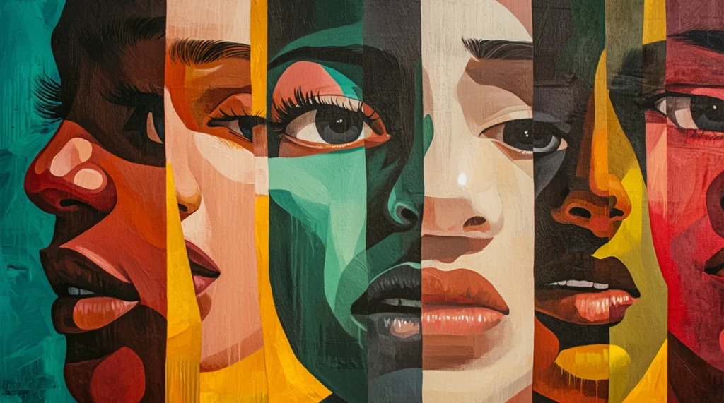 David Goodbourn Lecture 2025 artwork from Project Violet depicting womens faces showing lament