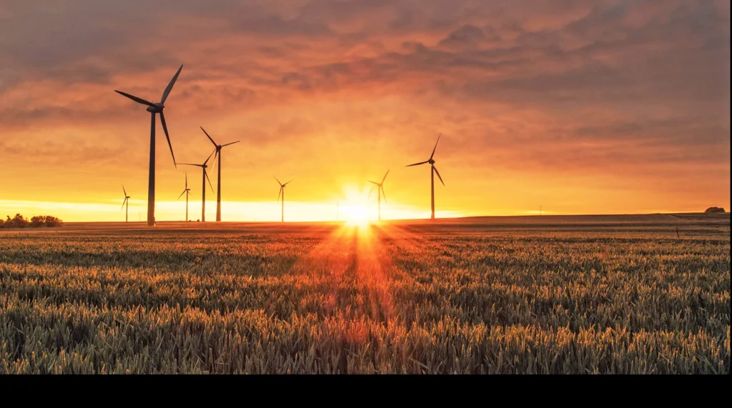 Wind turbines at Sunset