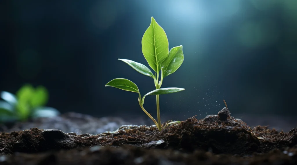 Plant growing through soil