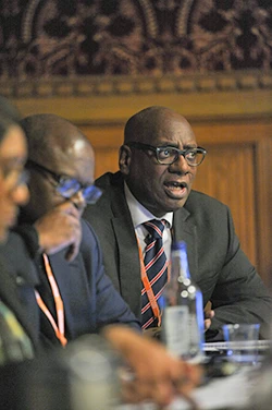 Richard Reddie, Director of Justice and Inclusion, CTBI, speaking at the event “Approaches to Reparations: Faith-Based, Community, and Grassroots Perspectives," co-hosted by the All-Party Parliamentary Group (APPG) on Afrikan Reparations and Quakers in Britain.
