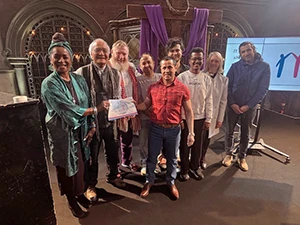 Inderjit Bhogal with a group of people at the Union Chapel service