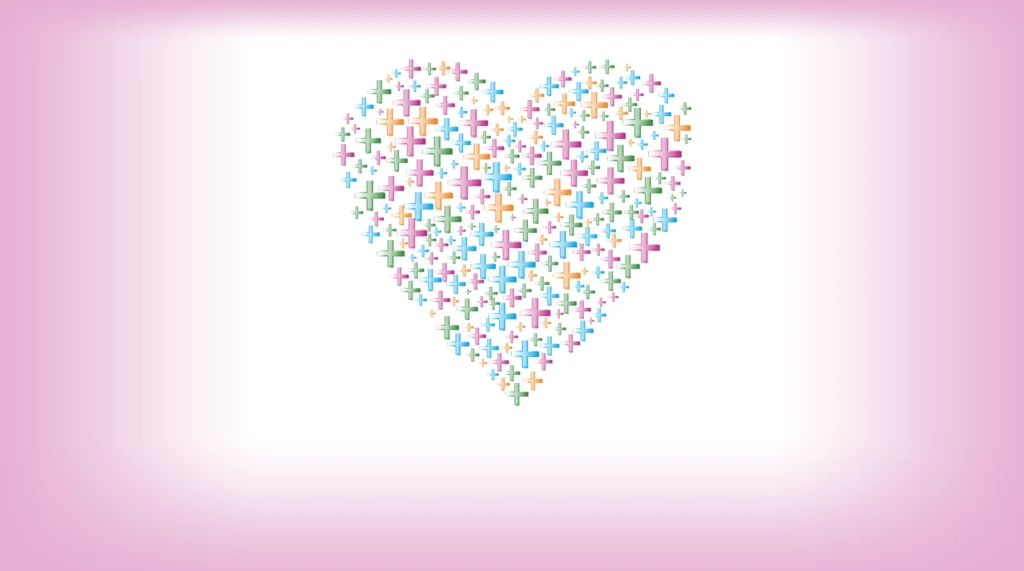 Heart made up of crosses