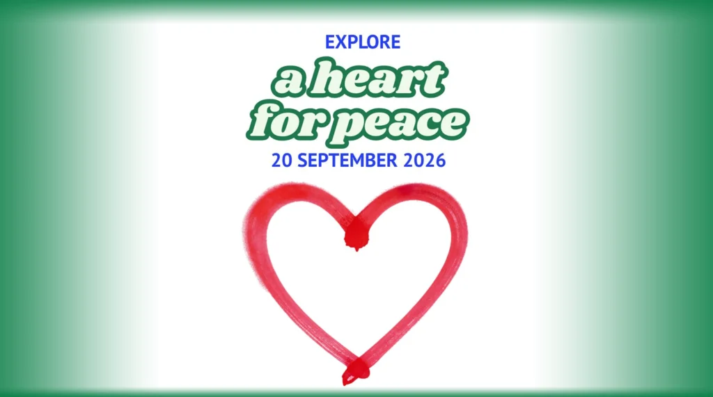 Explore a heart for peace 20 September 2026. Image shows a hand drawn heart.