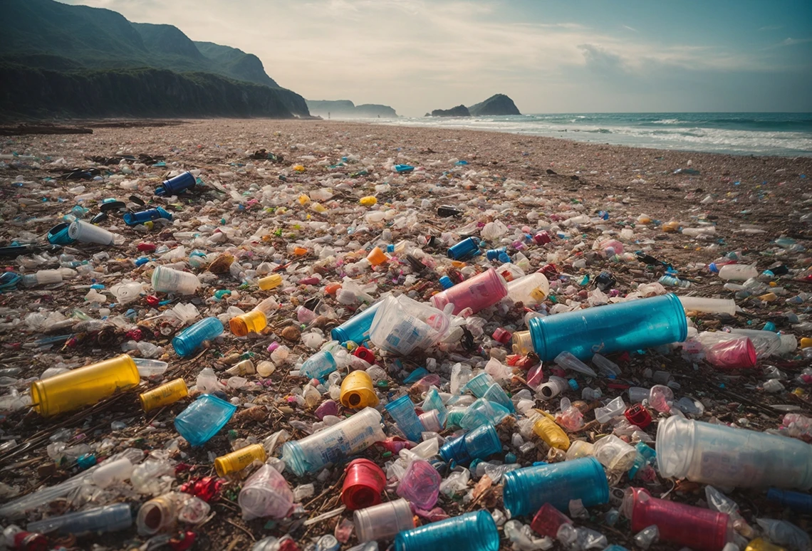 Pollution on a beach