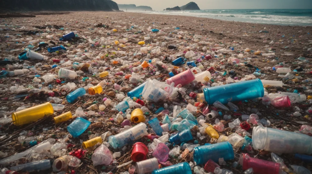 Pollution on a beach